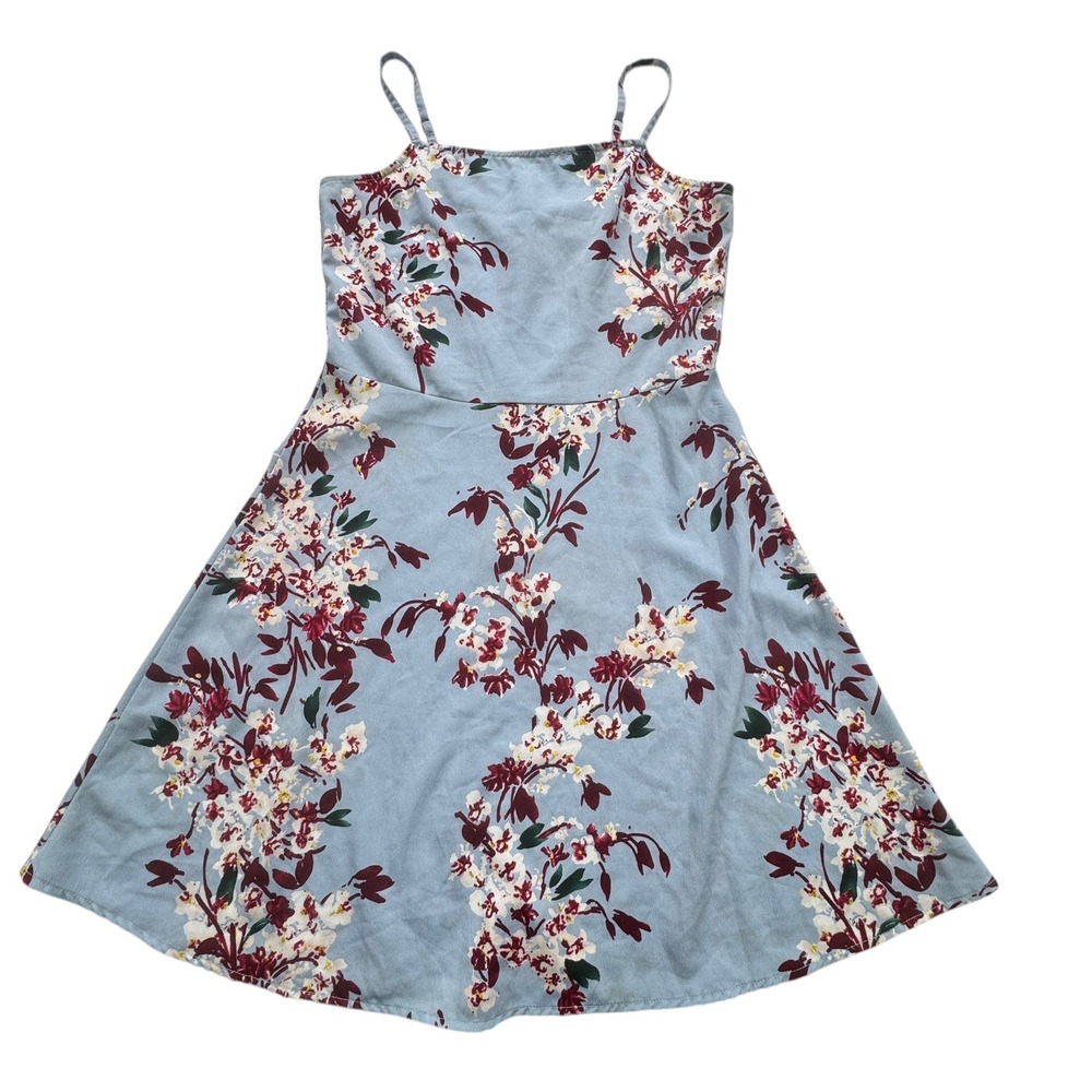 Berrylush Floral Mini Dress Womens Small Blue Sleeveless Adjustable Strap Summer - Picture 10 of 11